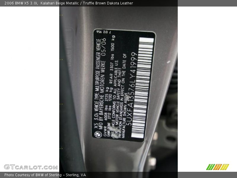 Kalahari Beige Metallic / Truffle Brown Dakota Leather 2006 BMW X5 3.0i