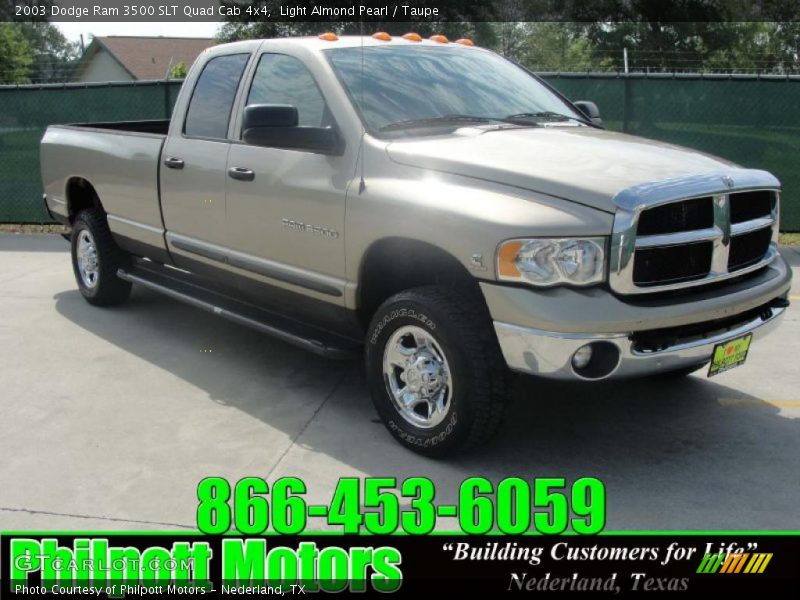 Light Almond Pearl / Taupe 2003 Dodge Ram 3500 SLT Quad Cab 4x4