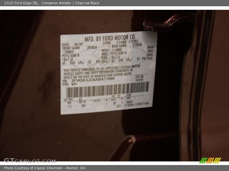 Cinnamon Metallic / Charcoal Black 2010 Ford Edge SEL