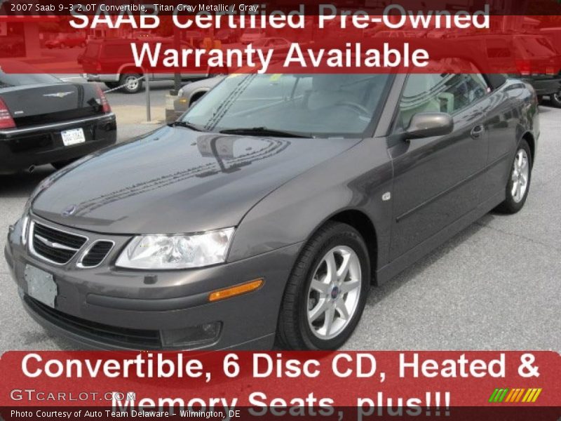 Titan Gray Metallic / Gray 2007 Saab 9-3 2.0T Convertible