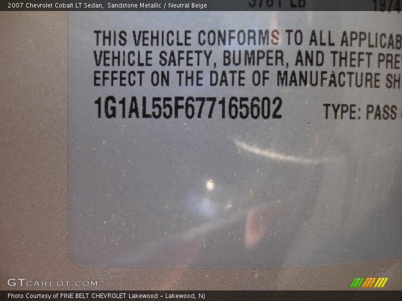 Sandstone Metallic / Neutral Beige 2007 Chevrolet Cobalt LT Sedan