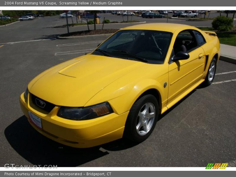 Screaming Yellow / Medium Graphite 2004 Ford Mustang V6 Coupe