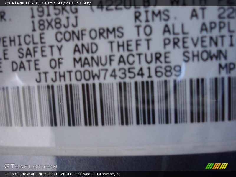 Galactic Gray Metallic / Gray 2004 Lexus LX 470