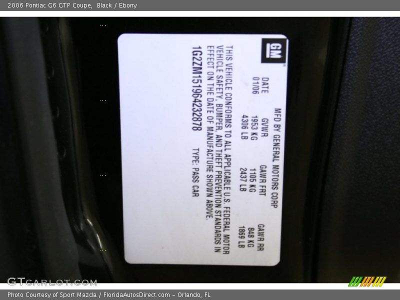 Black / Ebony 2006 Pontiac G6 GTP Coupe