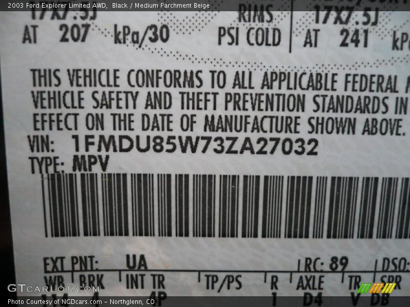 Black / Medium Parchment Beige 2003 Ford Explorer Limited AWD