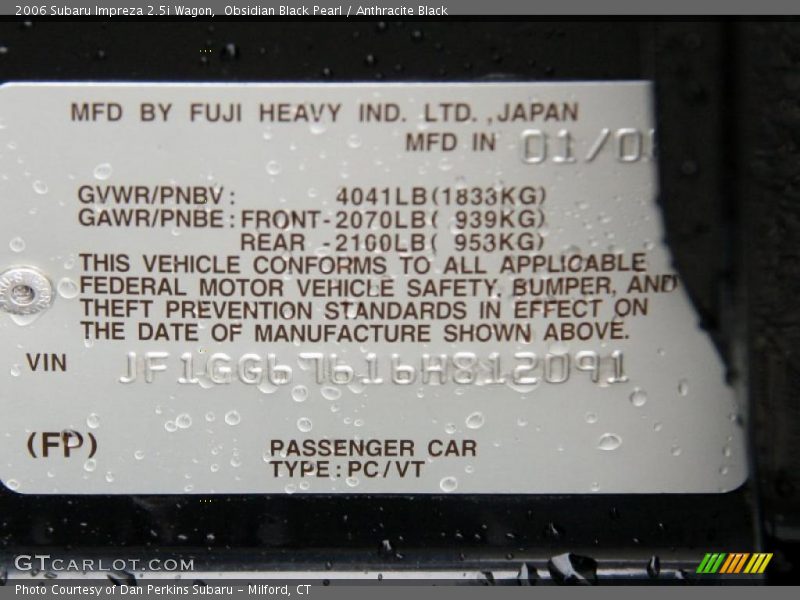 Obsidian Black Pearl / Anthracite Black 2006 Subaru Impreza 2.5i Wagon