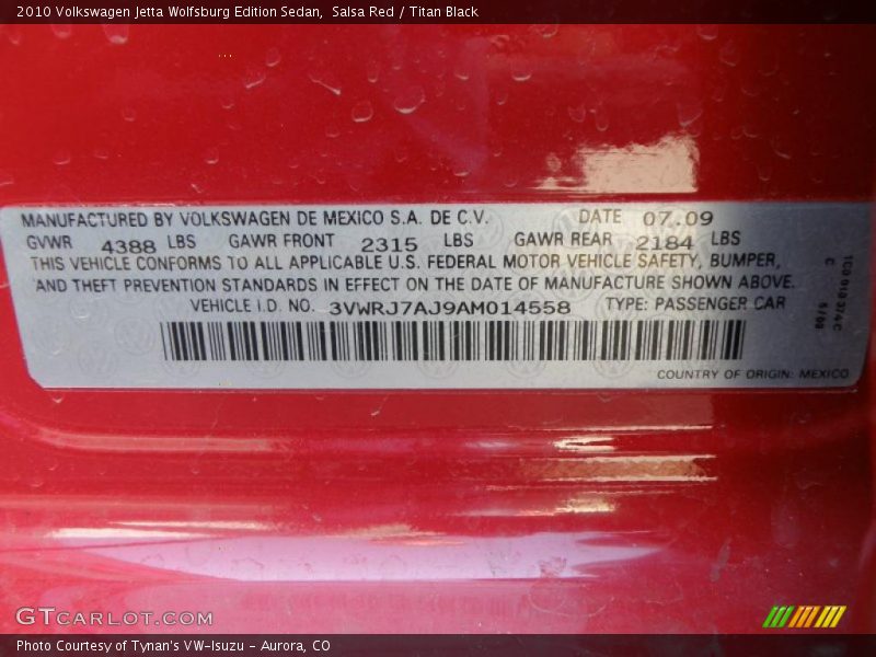 Salsa Red / Titan Black 2010 Volkswagen Jetta Wolfsburg Edition Sedan