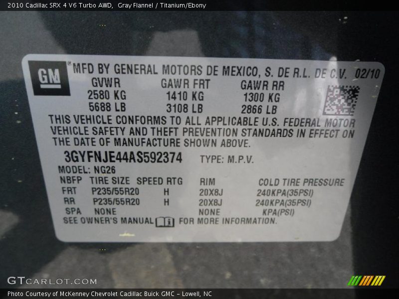Gray Flannel / Titanium/Ebony 2010 Cadillac SRX 4 V6 Turbo AWD