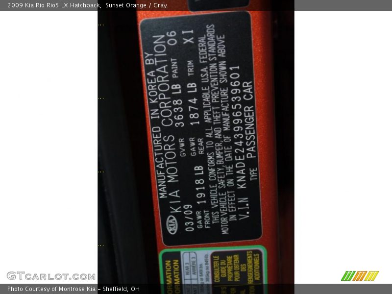 Sunset Orange / Gray 2009 Kia Rio Rio5 LX Hatchback