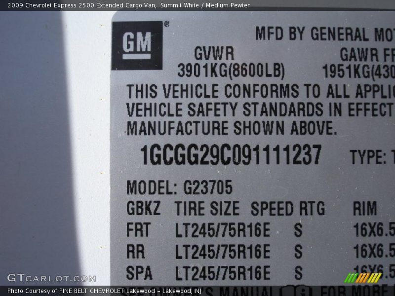 Summit White / Medium Pewter 2009 Chevrolet Express 2500 Extended Cargo Van