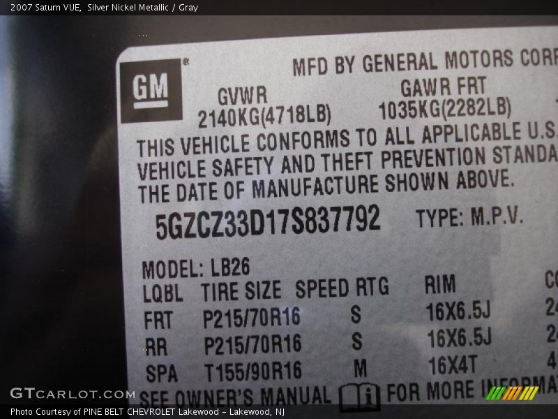 Silver Nickel Metallic / Gray 2007 Saturn VUE