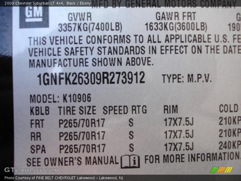 Black / Ebony 2009 Chevrolet Suburban LT 4x4