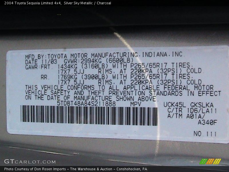 Silver Sky Metallic / Charcoal 2004 Toyota Sequoia Limited 4x4