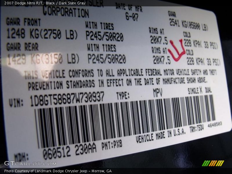 Black / Dark Slate Gray 2007 Dodge Nitro R/T