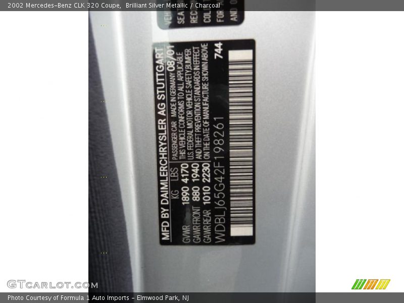 Brilliant Silver Metallic / Charcoal 2002 Mercedes-Benz CLK 320 Coupe