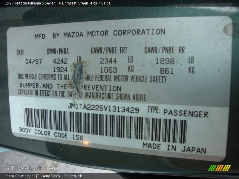 Rainforest Green Mica / Beige 1997 Mazda Millenia S Sedan