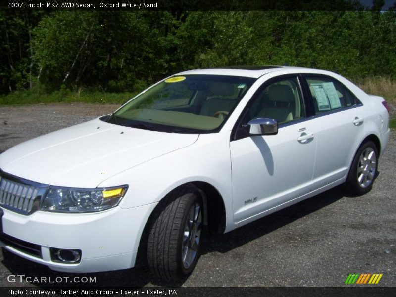 Oxford White / Sand 2007 Lincoln MKZ AWD Sedan