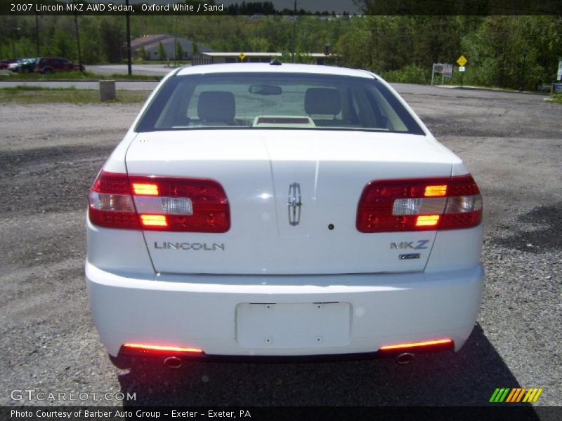 Oxford White / Sand 2007 Lincoln MKZ AWD Sedan