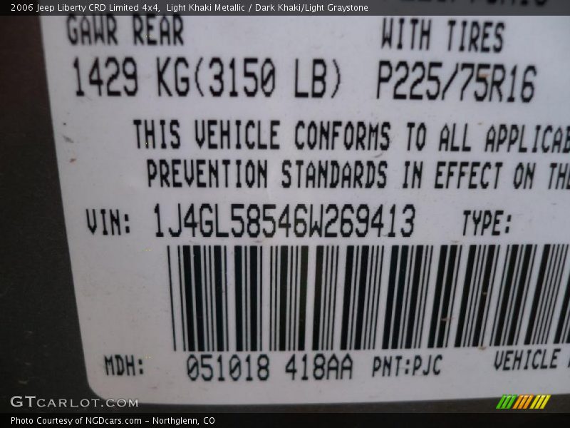 Light Khaki Metallic / Dark Khaki/Light Graystone 2006 Jeep Liberty CRD Limited 4x4