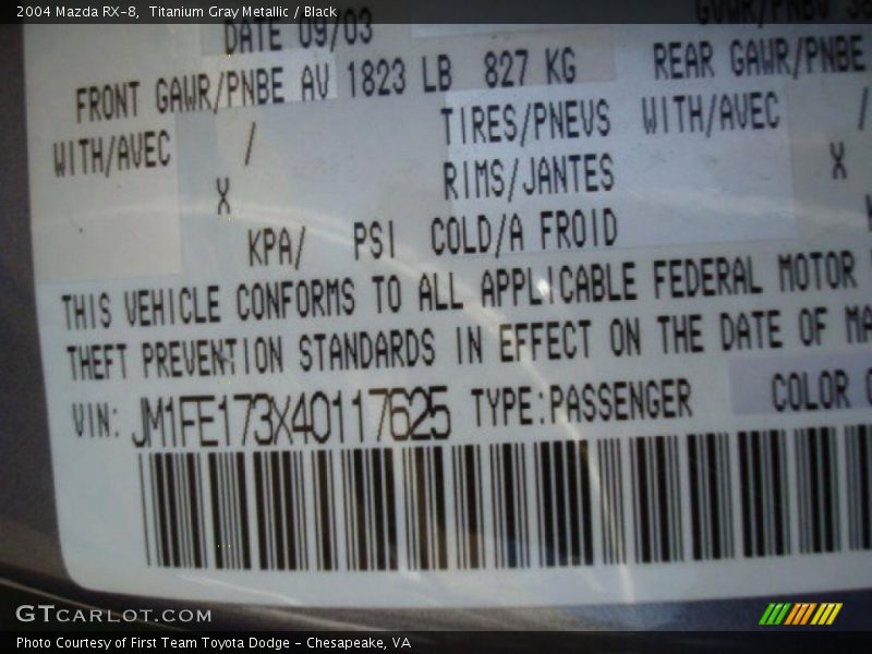 Titanium Gray Metallic / Black 2004 Mazda RX-8