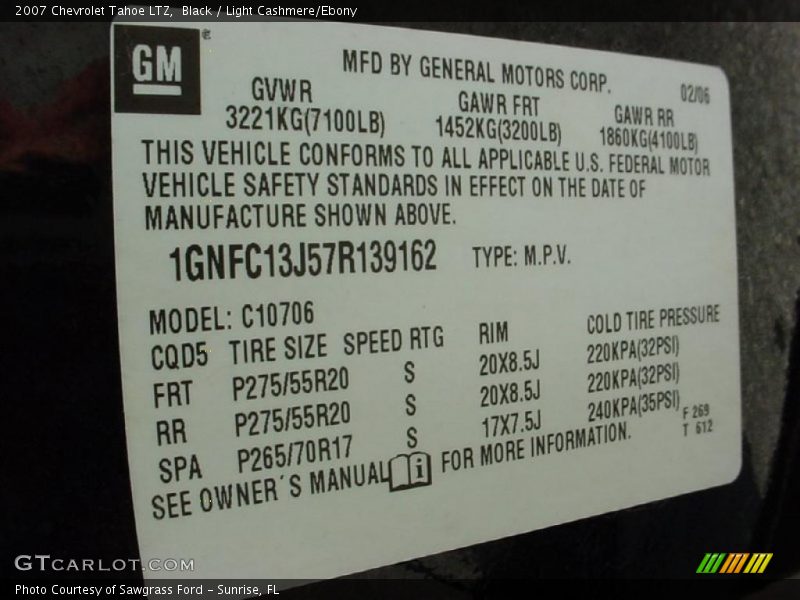 Black / Light Cashmere/Ebony 2007 Chevrolet Tahoe LTZ