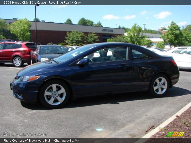 Royal Blue Pearl / Gray 2008 Honda Civic EX-L Coupe