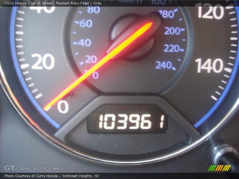 Radiant Ruby Pearl / Gray 2003 Honda Civic LX Sedan