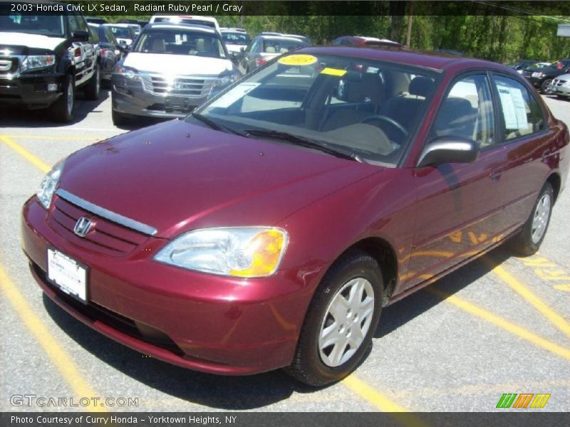 Radiant Ruby Pearl / Gray 2003 Honda Civic LX Sedan