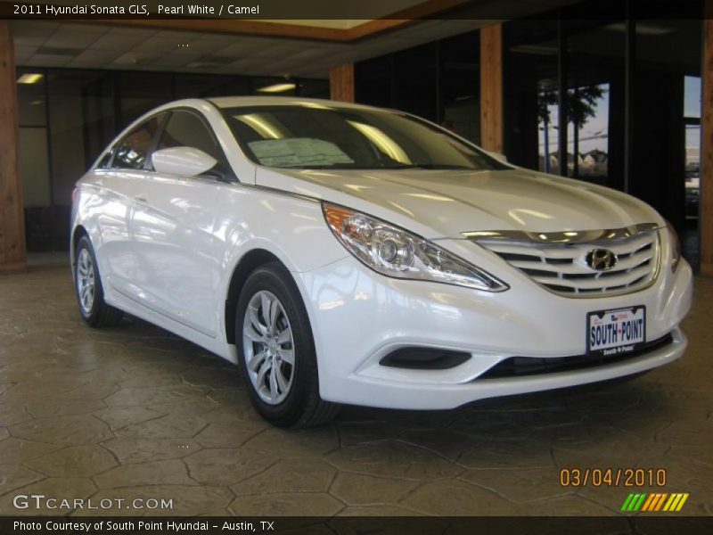 Pearl White / Camel 2011 Hyundai Sonata GLS