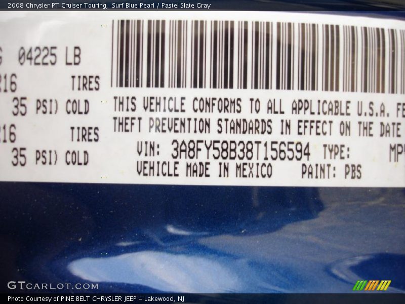 Surf Blue Pearl / Pastel Slate Gray 2008 Chrysler PT Cruiser Touring