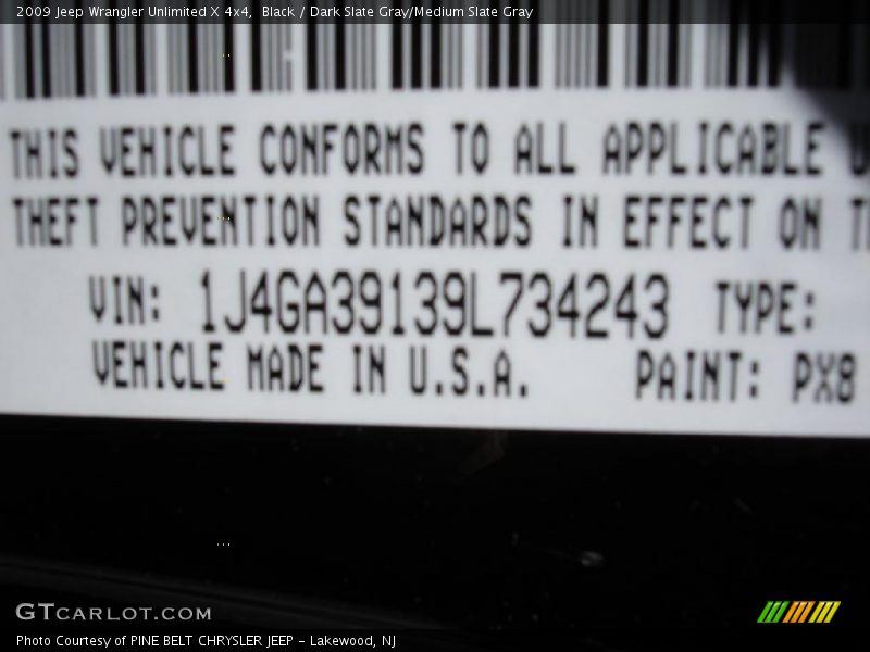 Black / Dark Slate Gray/Medium Slate Gray 2009 Jeep Wrangler Unlimited X 4x4