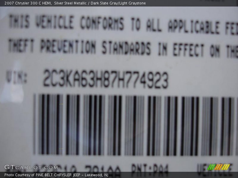 Silver Steel Metallic / Dark Slate Gray/Light Graystone 2007 Chrysler 300 C HEMI