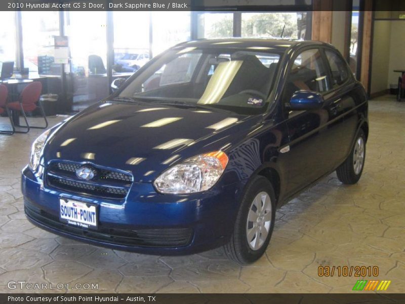 Dark Sapphire Blue / Black 2010 Hyundai Accent GS 3 Door