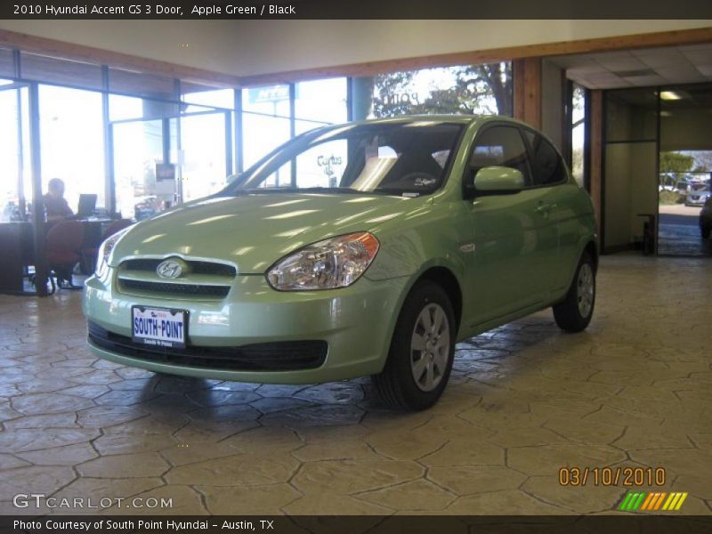 Apple Green / Black 2010 Hyundai Accent GS 3 Door