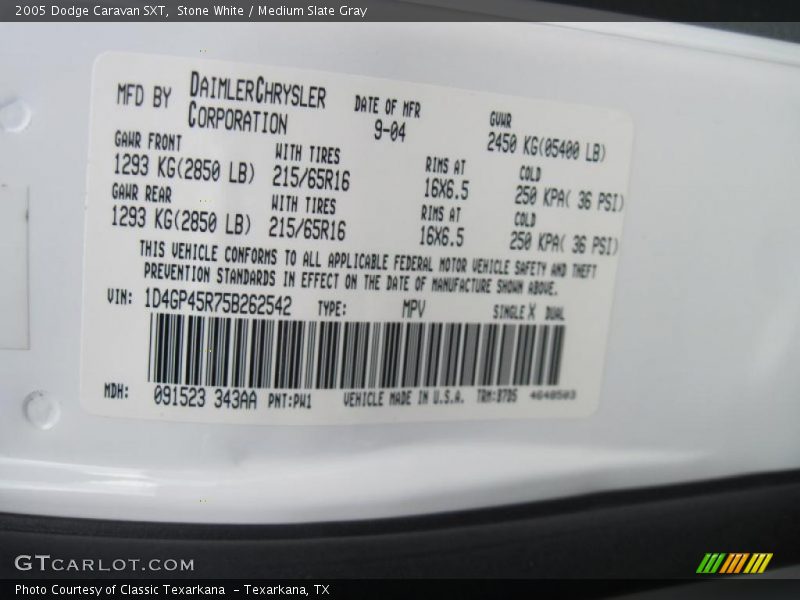 Stone White / Medium Slate Gray 2005 Dodge Caravan SXT