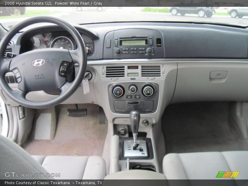 Powder White Pearl / Gray 2008 Hyundai Sonata GLS
