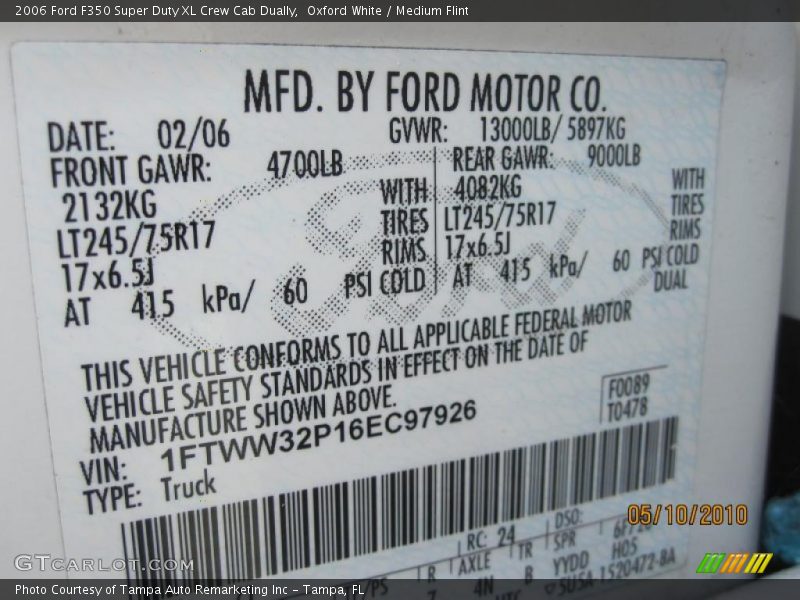 Oxford White / Medium Flint 2006 Ford F350 Super Duty XL Crew Cab Dually