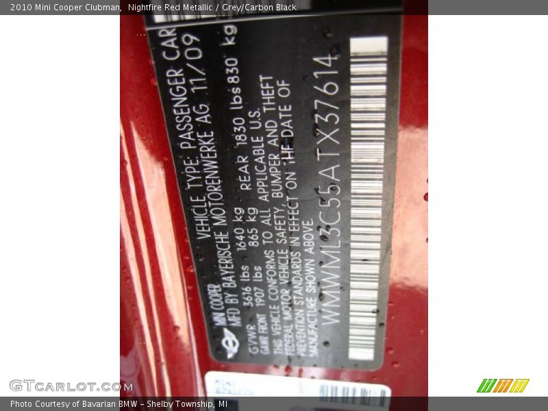 Nightfire Red Metallic / Grey/Carbon Black 2010 Mini Cooper Clubman