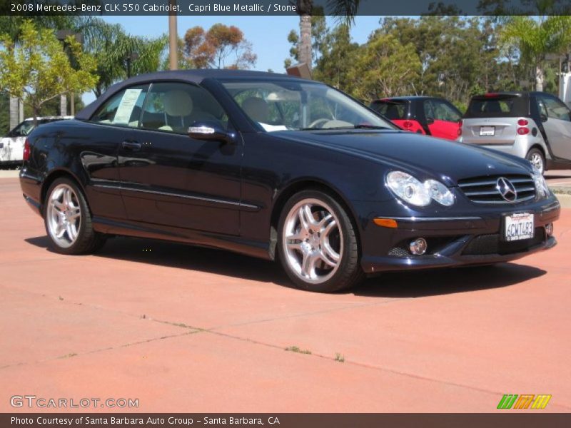 Capri Blue Metallic / Stone 2008 Mercedes-Benz CLK 550 Cabriolet