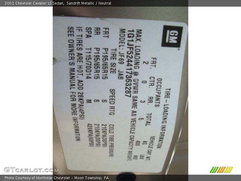 Sandrift Metallic / Neutral 2001 Chevrolet Cavalier LS Sedan
