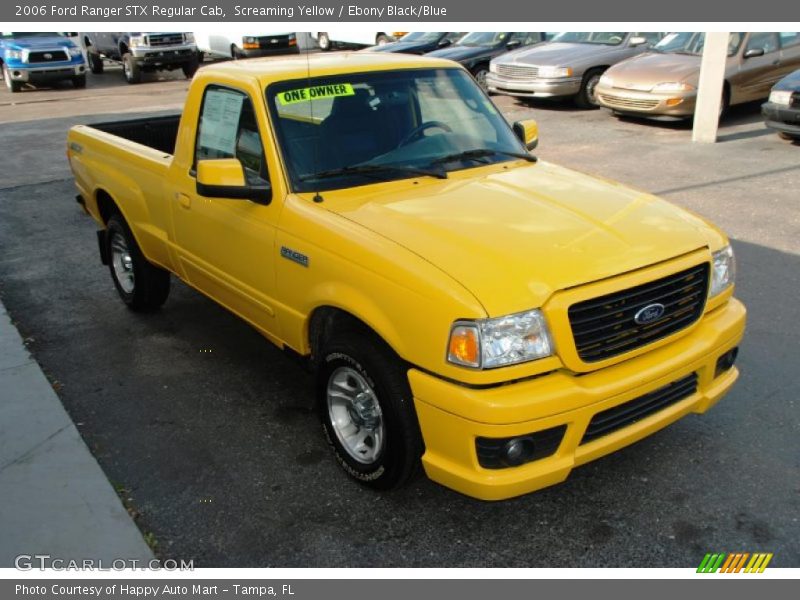 Screaming Yellow / Ebony Black/Blue 2006 Ford Ranger STX Regular Cab