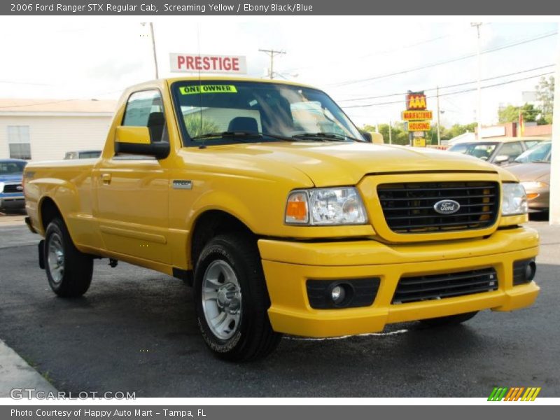 Screaming Yellow / Ebony Black/Blue 2006 Ford Ranger STX Regular Cab