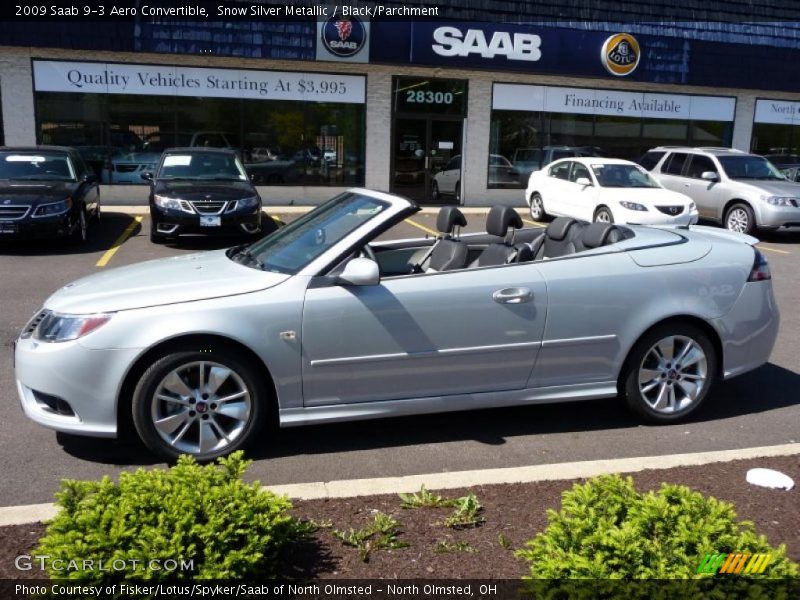 Snow Silver Metallic / Black/Parchment 2009 Saab 9-3 Aero Convertible