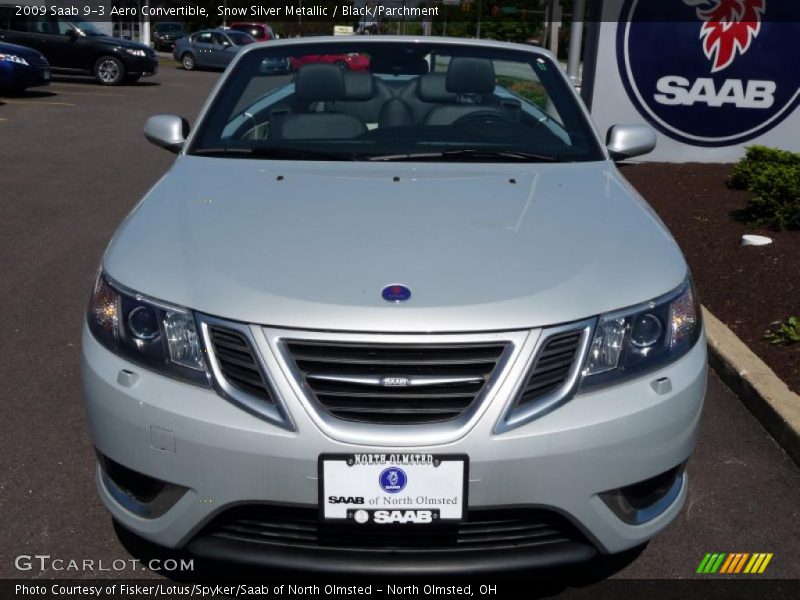 Snow Silver Metallic / Black/Parchment 2009 Saab 9-3 Aero Convertible