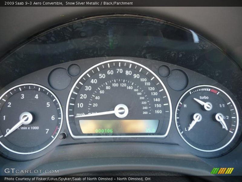 Snow Silver Metallic / Black/Parchment 2009 Saab 9-3 Aero Convertible