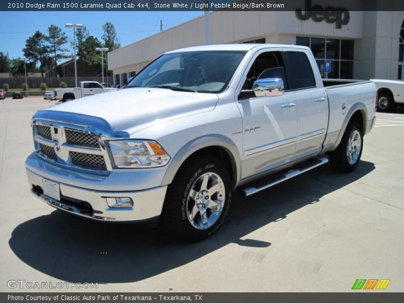 Stone White / Light Pebble Beige/Bark Brown 2010 Dodge Ram 1500 Laramie Quad Cab 4x4