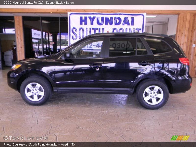 Ebony Black / Beige 2009 Hyundai Santa Fe GLS