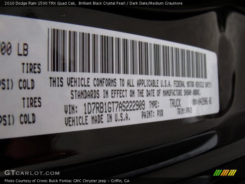 Brilliant Black Crystal Pearl / Dark Slate/Medium Graystone 2010 Dodge Ram 1500 TRX Quad Cab