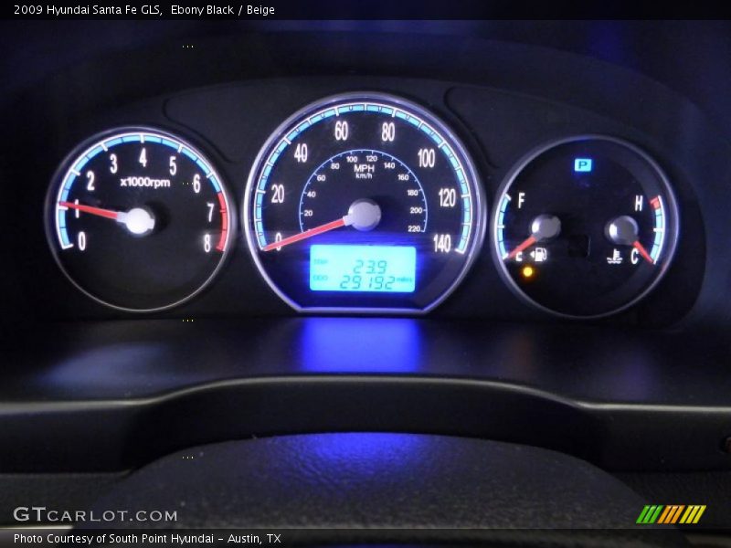 Ebony Black / Beige 2009 Hyundai Santa Fe GLS