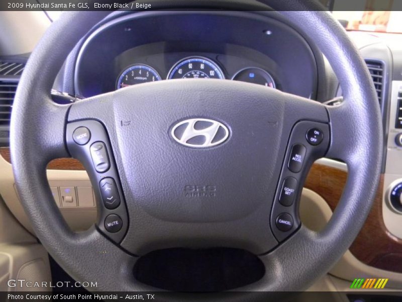 Ebony Black / Beige 2009 Hyundai Santa Fe GLS